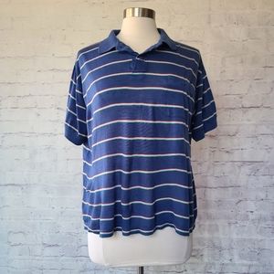 Vintage Youngbloods Blue Red Lavender Green Striped Short Sleeve Polo Tee Large
